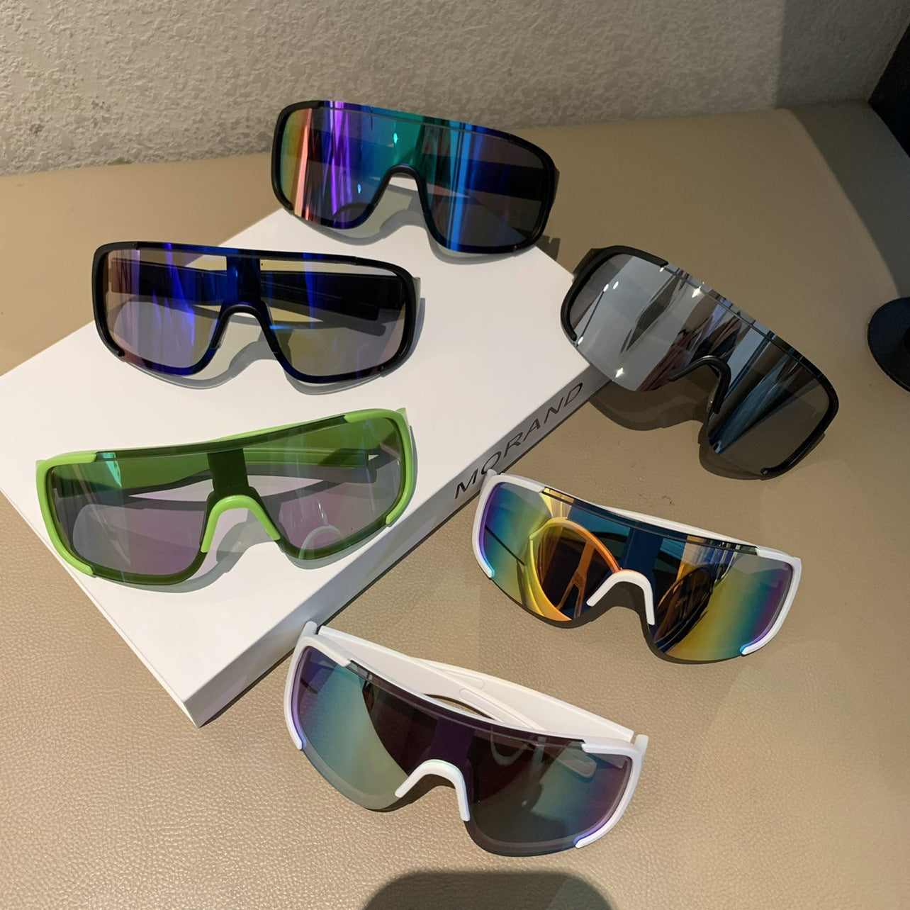 Wholesale Road cycling white mercury sunglasses fashion mountaineering running one-piece sunglasses anti-ultraviolet
